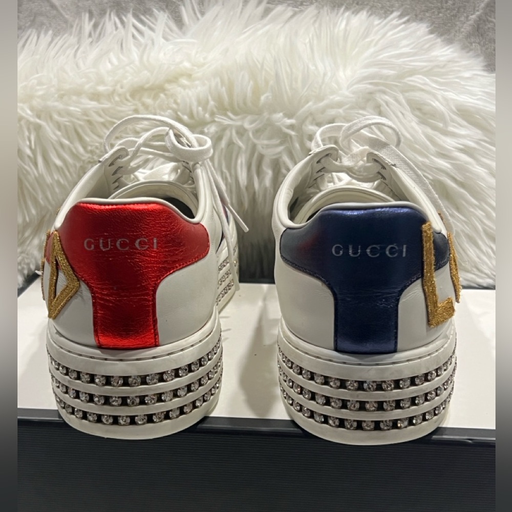 Gucci Women’s Ace “LOVED” Rhinestone Platform Sneakers Size 41EU/11US - Picture 8 of 11